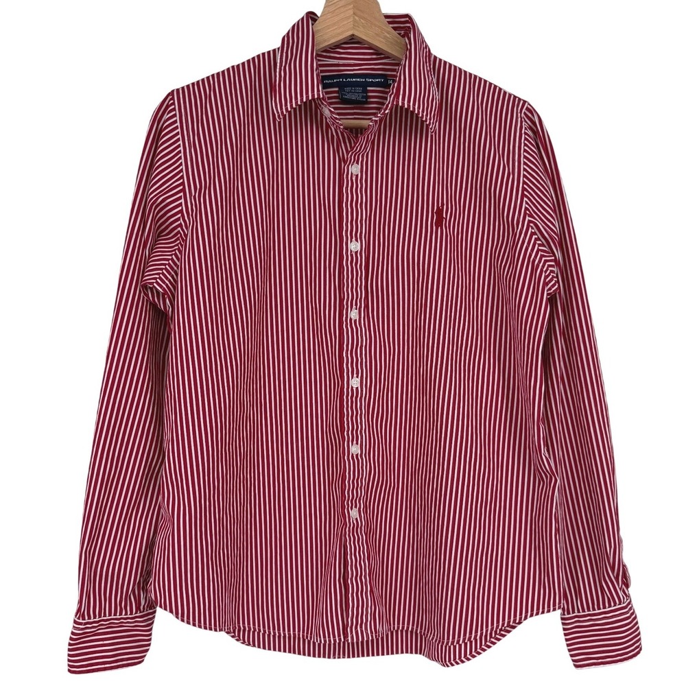Ralph Lauren Red & White Vertical Stripe Button-Down Shirt